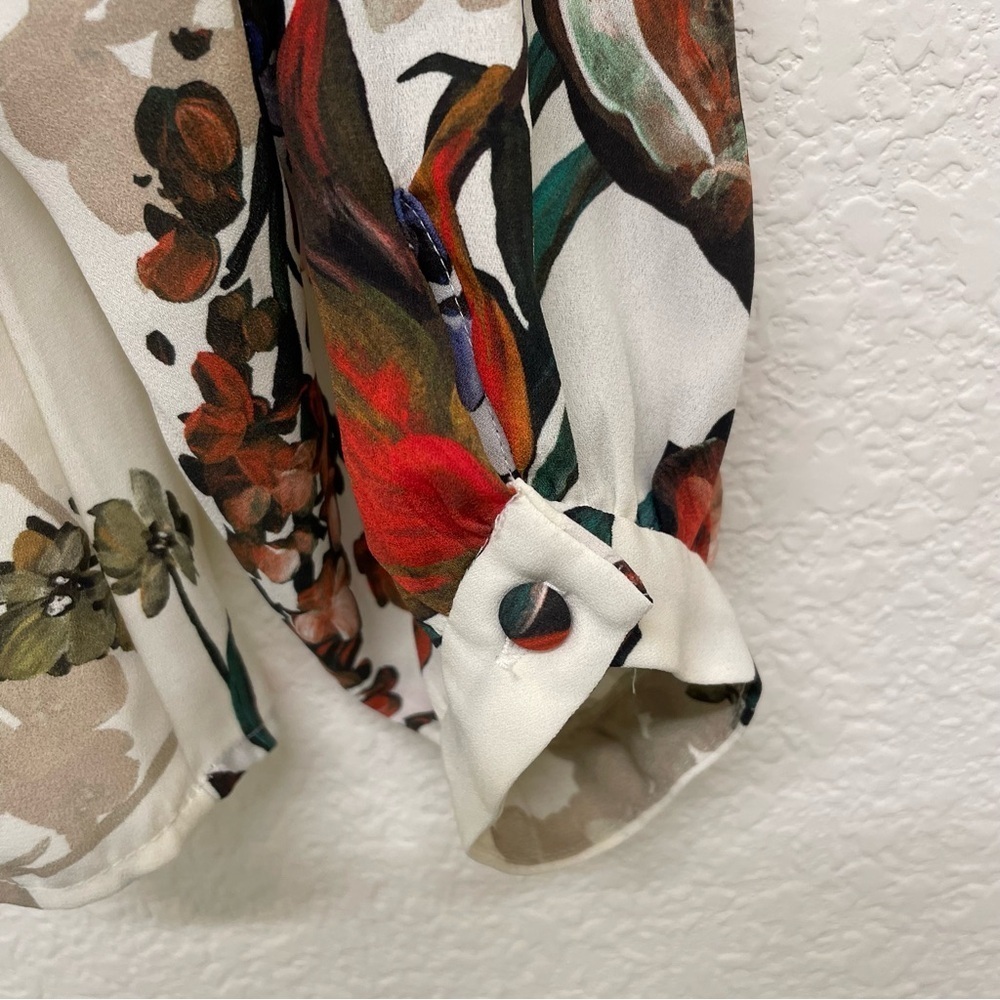 Express Multicolor Floral Blouse - Long Bell Sleeve Women’s Top XS - Picture 4 of 11
